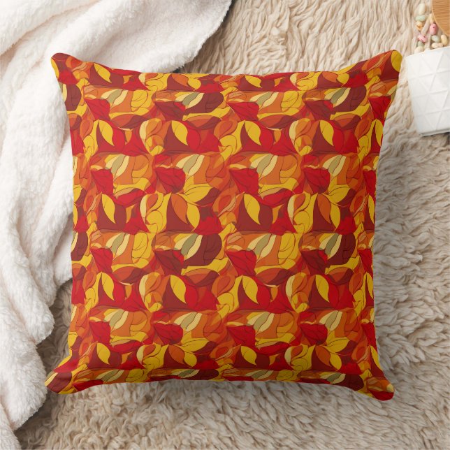 Red and yellow abstract shapes pattern throw pillow (Blanket)