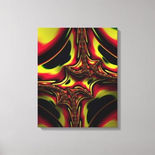 Red and Yellow Alien Backbone Fractal Abstract Art Canvas Print