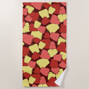Red and Yellow Apples Pattern Beach Towel