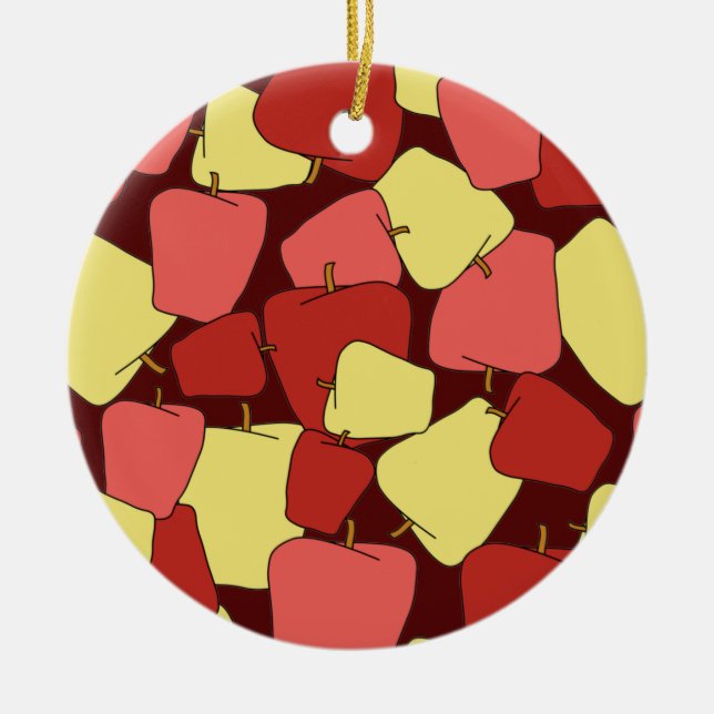 Red and Yellow Apples Pattern  Canvas Print Ceramic Ornament (Front)