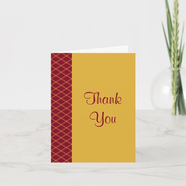 Red and Yellow Art Deco Diamonds Thank You Card (Front)