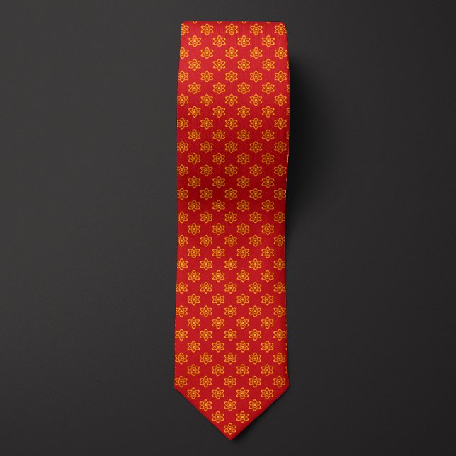 Red and Yellow Atom Pattern Neck Tie (Creator Uploaded)