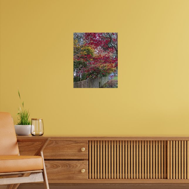 Red and Yellow Autumn Maple Leaves Poster (Living Room 2)