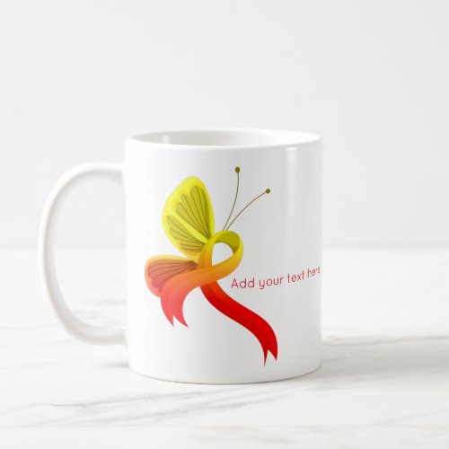 Red and Yellow Awareness Ribbon Butterfly Coffee Mug