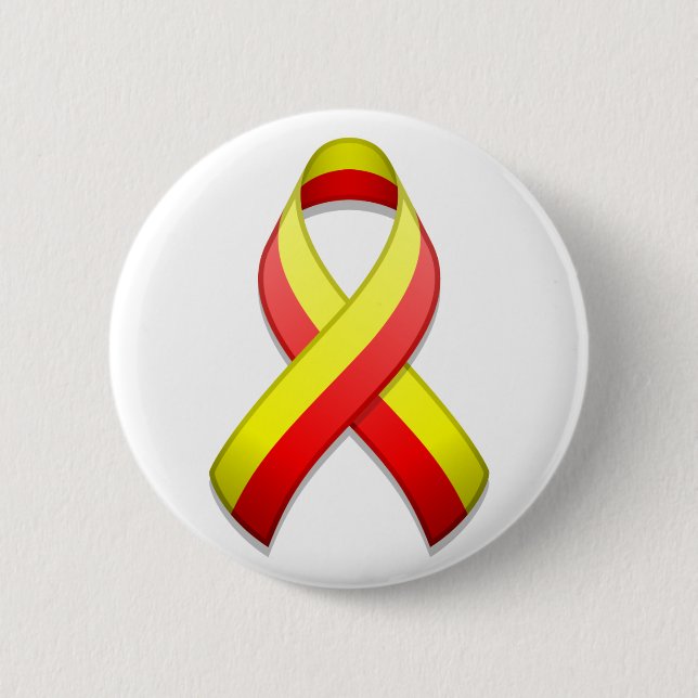 Red and Yellow Awareness Ribbon Button (Front)