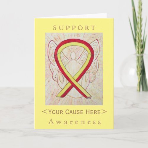 Red and Yellow Awareness Ribbon Customized Card