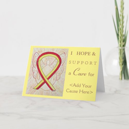 Red and Yellow Awareness Ribbon Greeting Cards