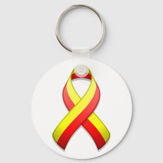 Red and Yellow Awareness Ribbon Keychain