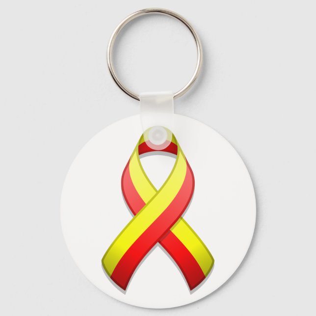Red and Yellow Awareness Ribbon Keychain (Front)