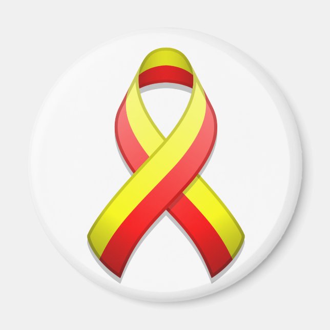 Red and Yellow Awareness Ribbon Magnet (Front)
