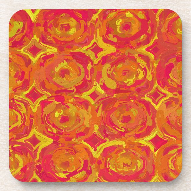 Red and Yellow Beverage Coaster (Front)