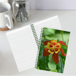 Red and Yellow Bicolor Columbine Floral Notebook