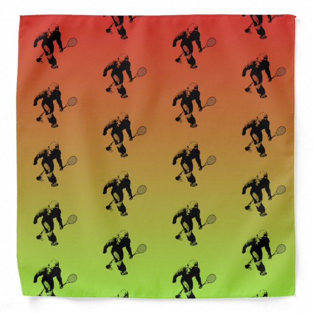 Red and Yellow Bigfoot Tennis Pattern Bandana (Front)