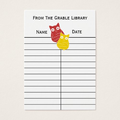 Red and Yellow  Book Return Cards Business Card Templates