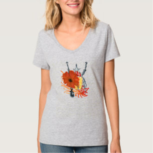 Red and yellow bug with flowers T-Shirt