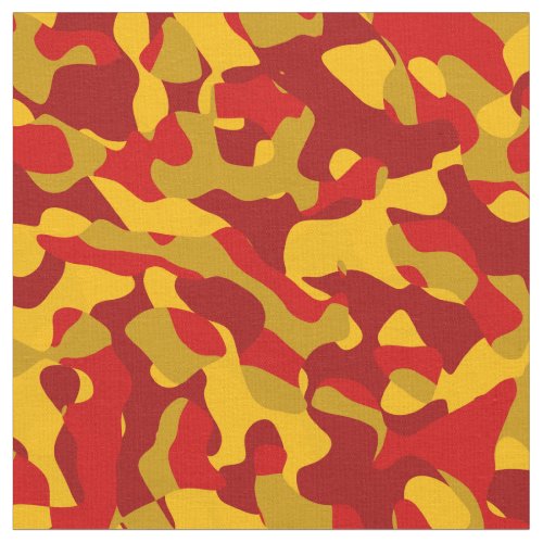 Red and Yellow Camouflage Print Pattern Fabric