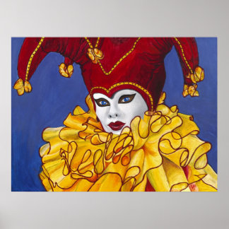 Red and Yellow Carnival Jester Print