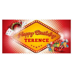 Red and Yellow Casino Birthday Banner Party Decor