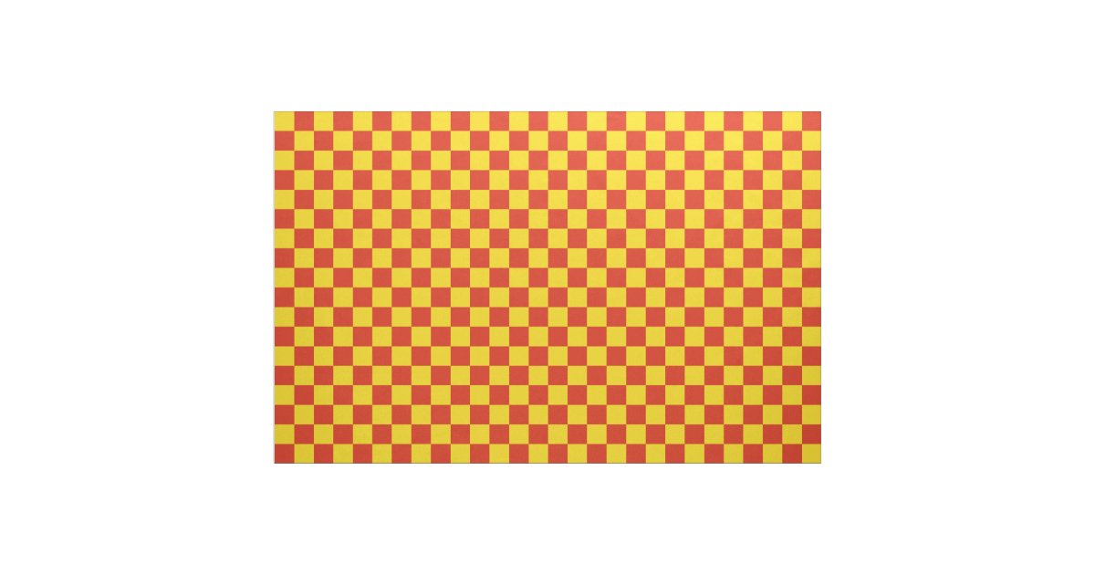  Red  and yellow  checkerboard  pattern fabric Zazzle com