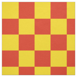 Orange and yellow checkerboard pattern fabric | Zazzle