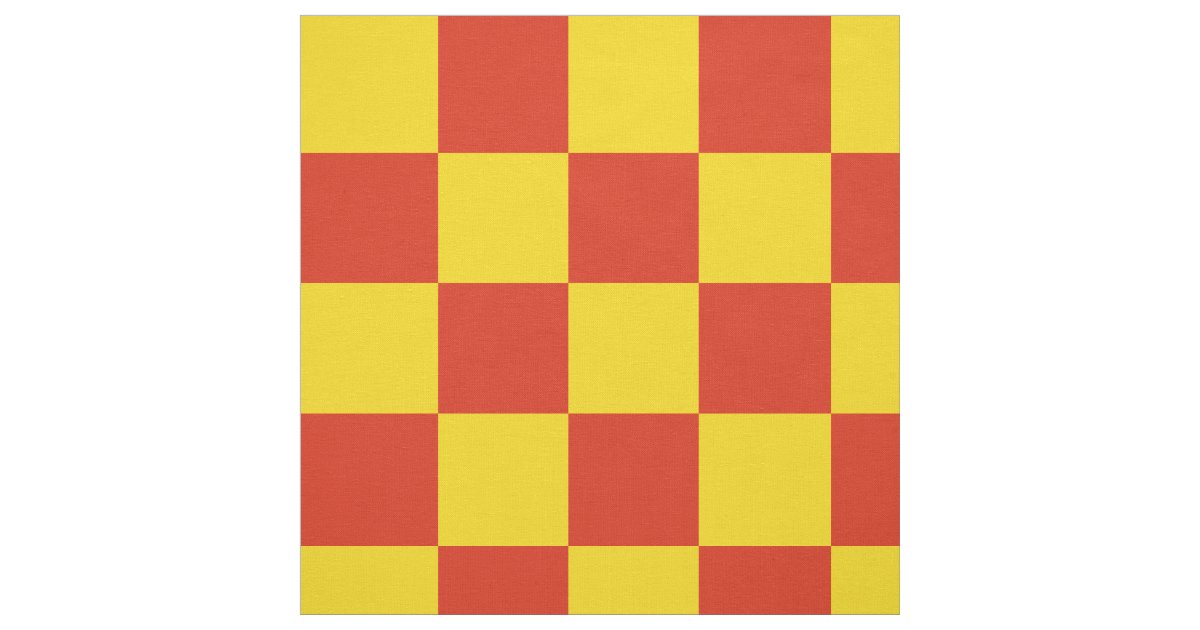 Red and yellow checkerboard pattern fabric Zazzle