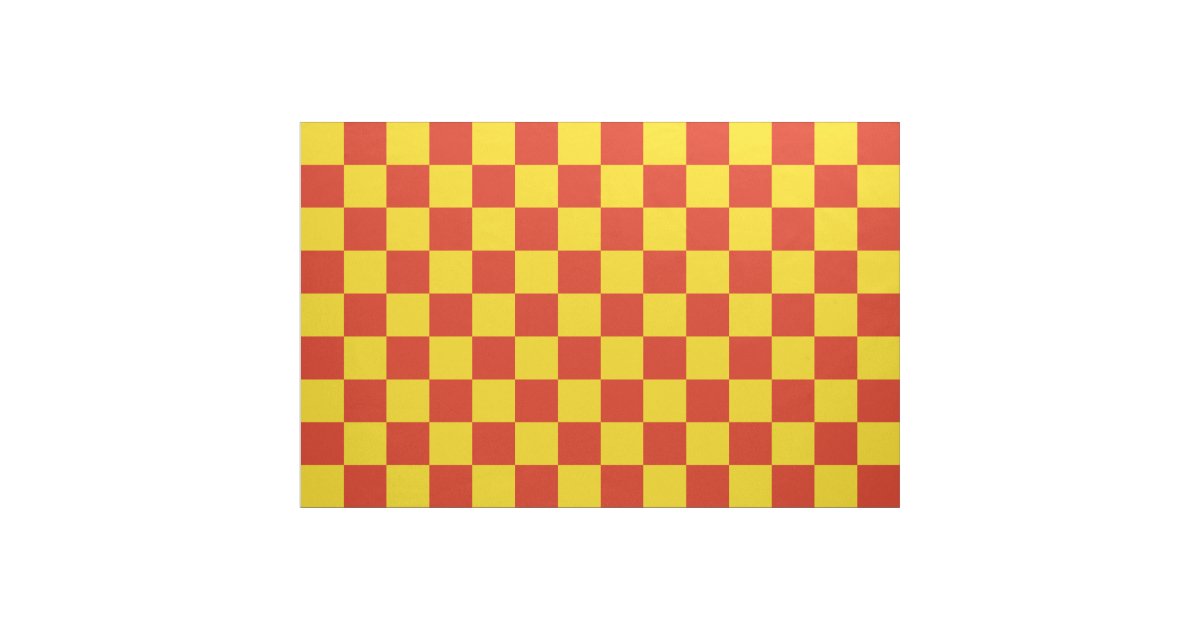  Red  and yellow  checkerboard  pattern fabric Zazzle com