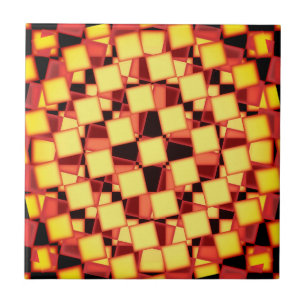 Red and yellow checkered pattern ceramic tile