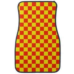 Red and Yellow Checkered Vintage Car Floor Mat