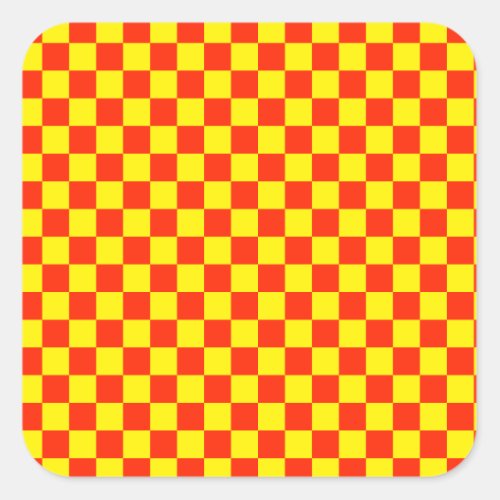 Red and Yellow Checkered Vintage Square Sticker