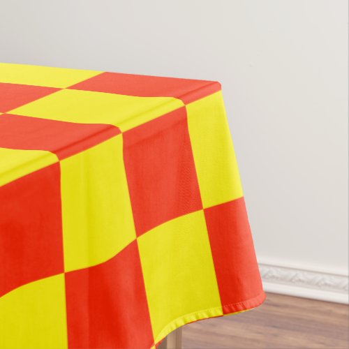 Red and Yellow Checkered Vintage Tablecloth