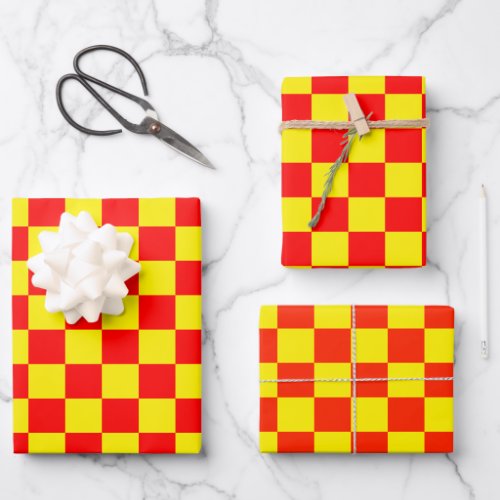 Red and Yellow Checkered Vintage Wrapping Paper Sheets