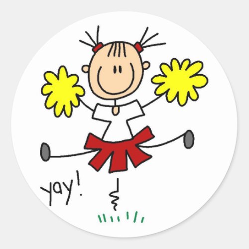 Red and Yellow Cheerleader T_shirts and GIfts Classic Round Sticker