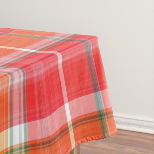 Red and Yellow Cheery Plaid Tablecloth