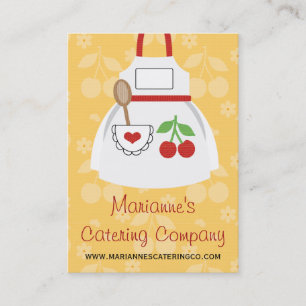 Red and Yellow Cherry Heart Apron Business Cards
