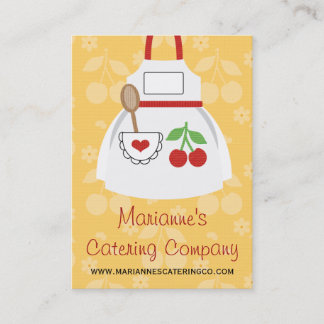 Red and Yellow Cherry Heart Apron Business Cards