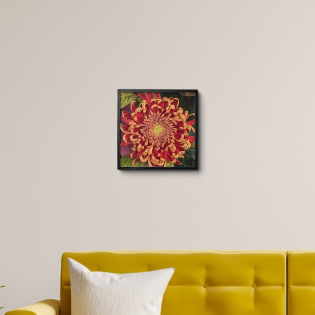 Red and Yellow Chrysanthemum Floral Peel And Stick Photo Tile (Living Room)