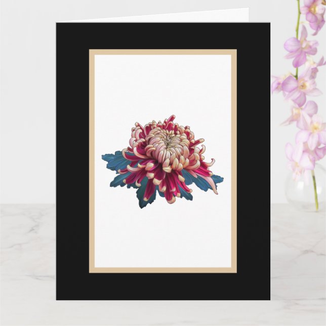 Red and yellow chrysanthemum illustration black card (Orchid)