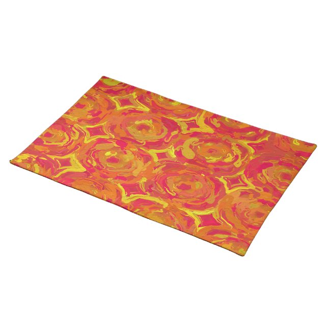 Red and Yellow Cloth Placemat (On Table)
