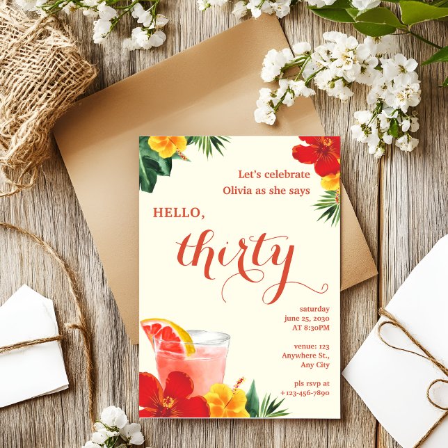 Red and Yellow Cocktail Birthday Party Invitation (Creator Uploaded)