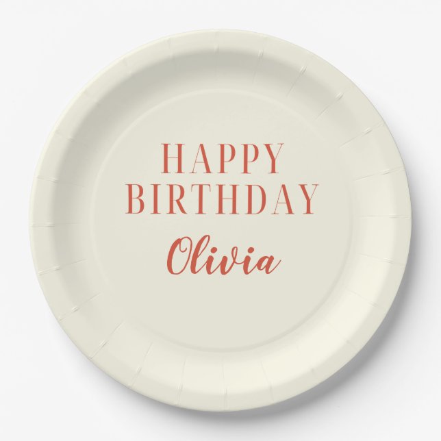 Red and Yellow Cocktail Birthday Party Paper Plates (Front)