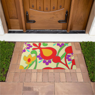 Red And Yellow Colorful Modern Abstract Door Mat