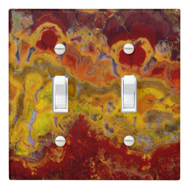 Red and yellow Crayloa Jasper Light Switch Cover (In Situ)