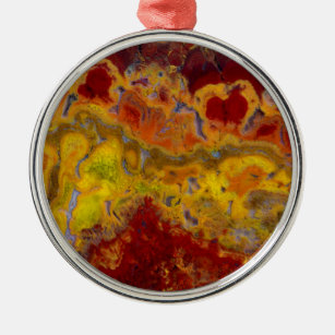 Red and yellow Crayloa Jasper Metal Ornament