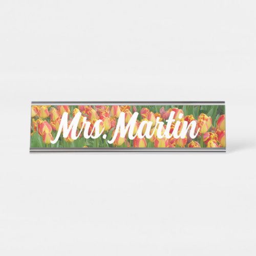 Red and Yellow Custom Tulip Name Plate