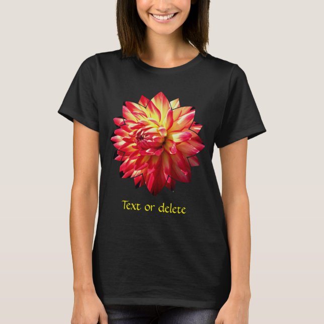 Red And Yellow Dahlia Flower Personalized T-Shirt (Front)