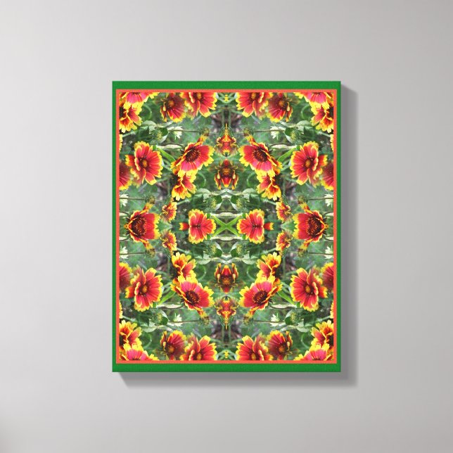 Red And Yellow Daisy Flowers Abstract  Canvas Print (Front)