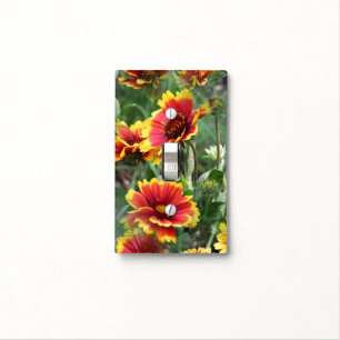 Red And Yellow Daisy Flowers Light Switch Cover