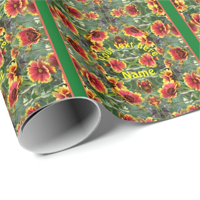 Red And Yellow Daisy Flowers Personalized Wrapping Paper (Roll Corner)