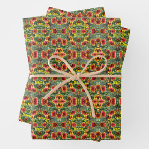 Red And Yellow Daisy Flowers Personalized Wrapping Paper Sheets