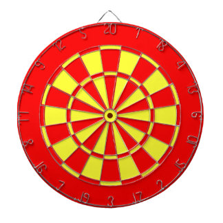 Red and yellow dart board